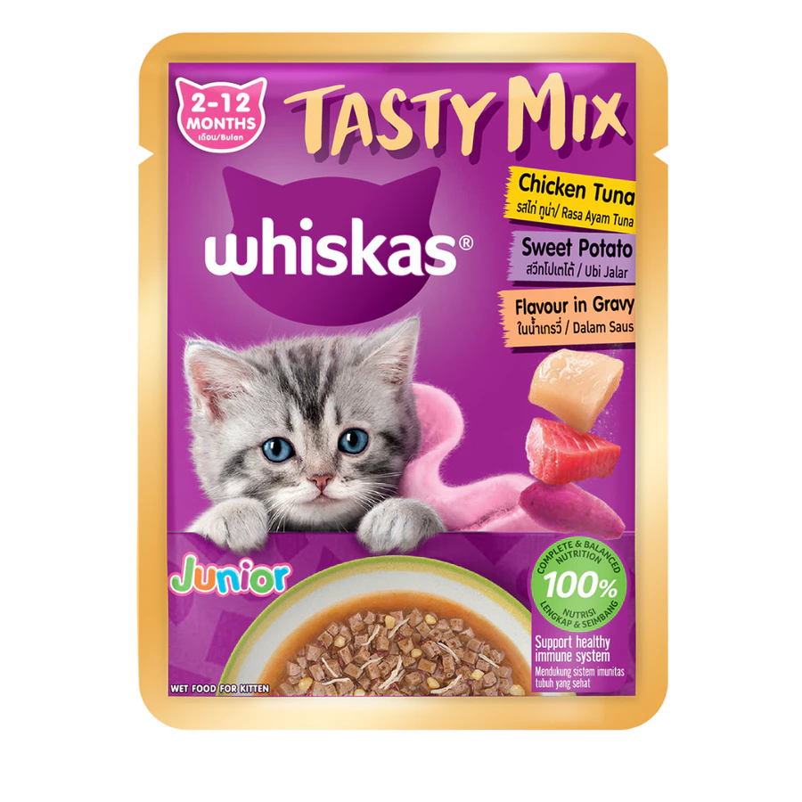 Whiskas Tasty Mix Wet Food Makanan Kucing Basah Pouch 70 Gram